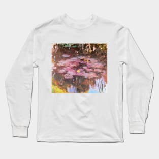 Pink Waterlilies by Claude Monet Long Sleeve T-Shirt